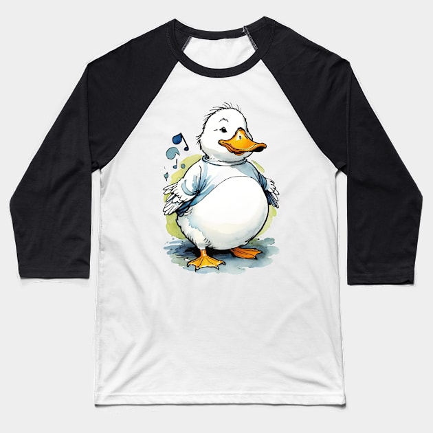 Cute fat duck singing Baseball T-Shirt by Human light 